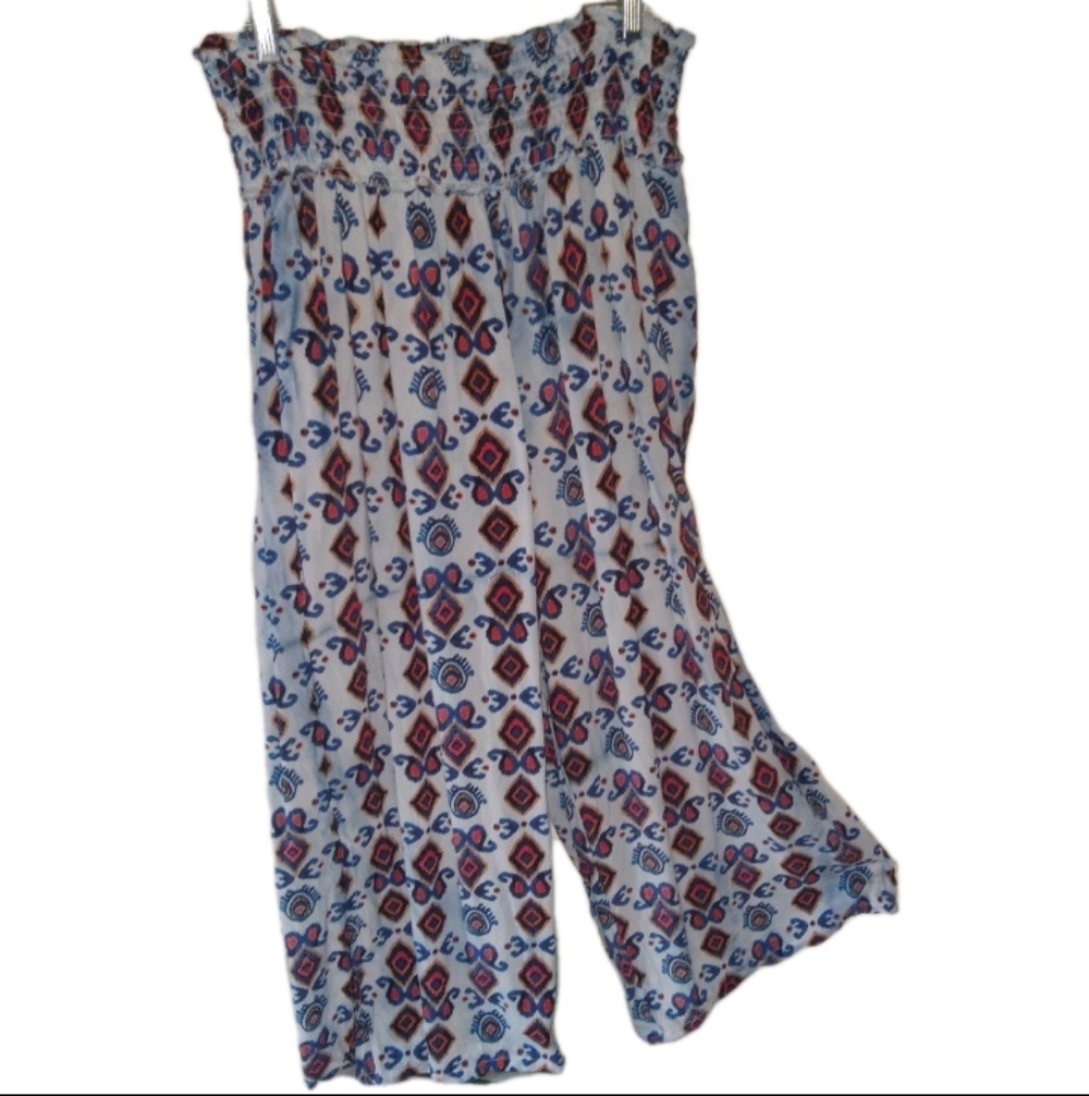 Tolani Collection Multi Colored Lightweight Boho Wide Pants 1X